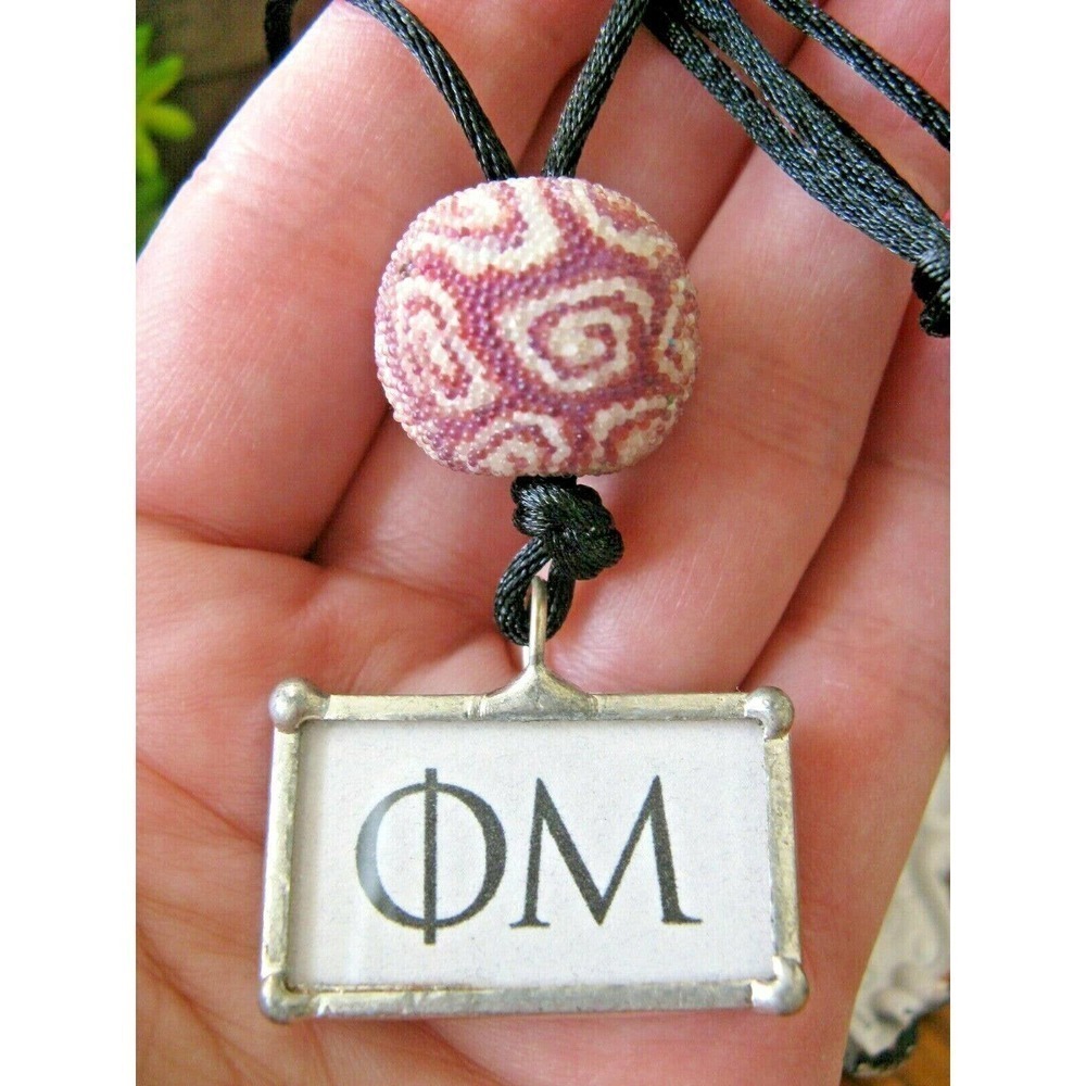 New Phi Mu Sorority Beaded Pendant Necklace - Great Big/Little Gift!